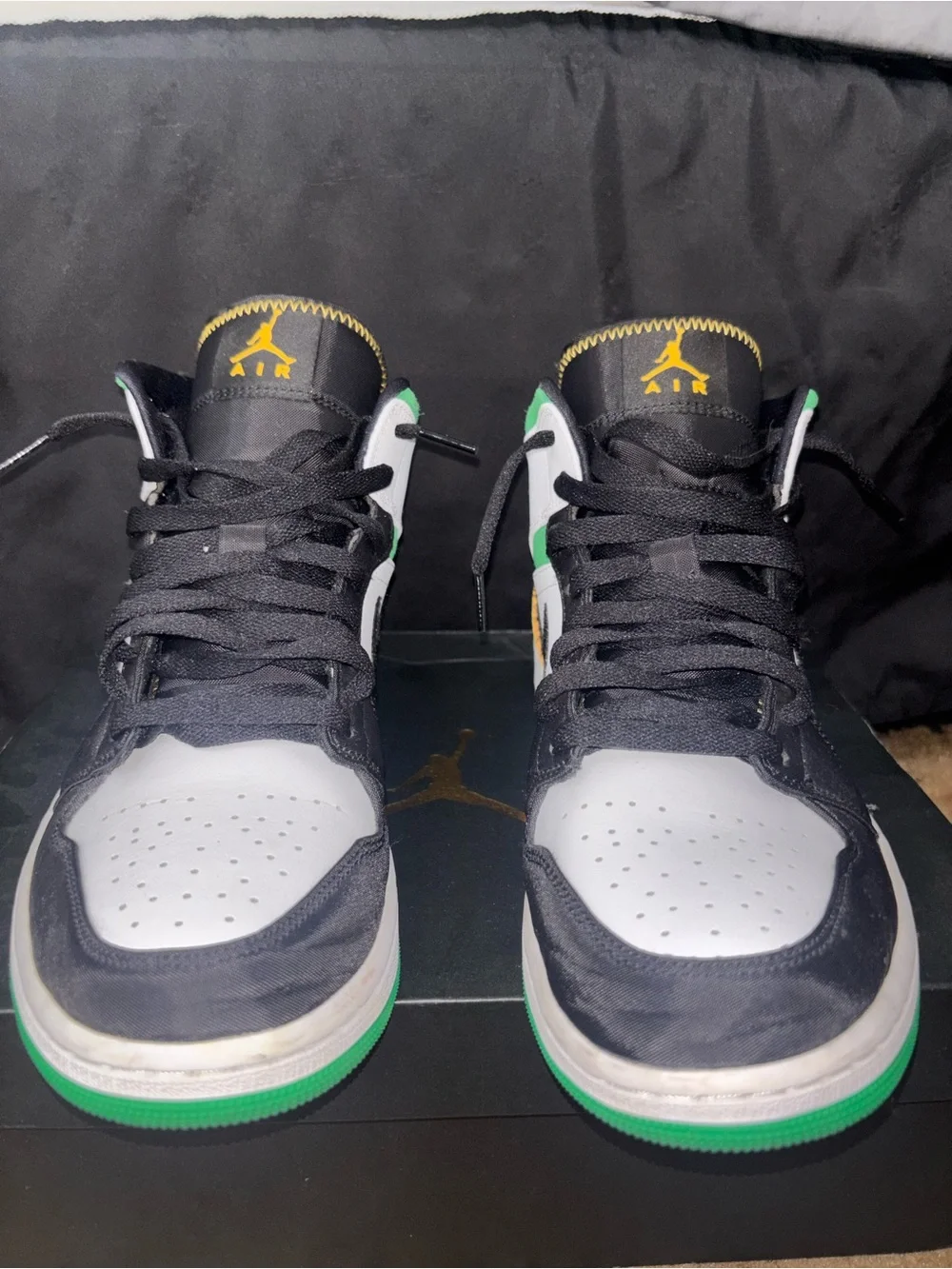 Air Jordan 1 Mid Sneakers - White / Black / Green / Yellow